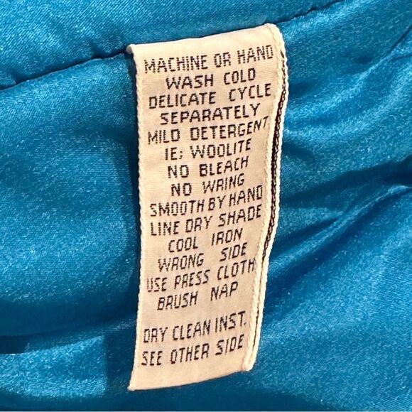 Vintage SKEA Turquoise 80’s Suede Lined Ski Jacket Women’s Puffy Shoulders Sz 8 - Picture 11 of 16